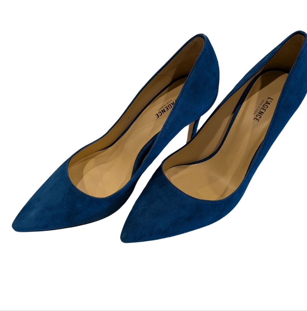 L'agence Suede Blue Heels